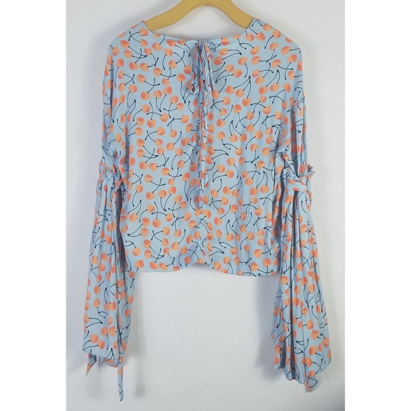 Free People Tie Sleeve V Neck Boho Blouse - Picture 2 of 12